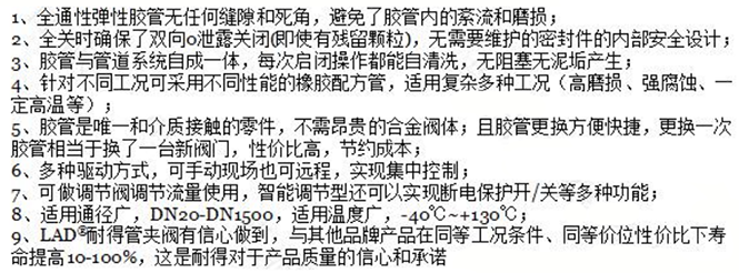 美標(biāo)氣動裸式管夾閥產(chǎn)品特點